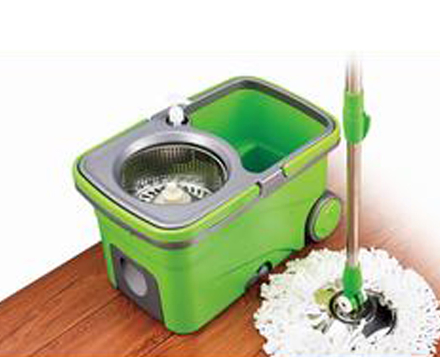 Cubo para Fregar de Metal 360º + 2 palos