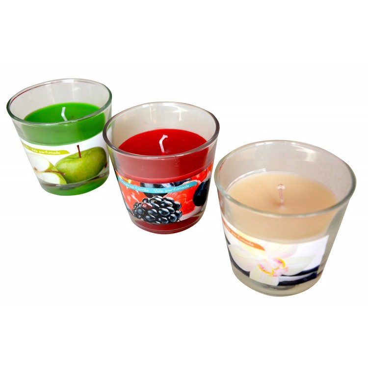 Vela aromática en vaso, set de tres (9x8.5)