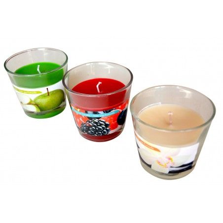 Vela aromática en vaso, set de tres (9x8.5)