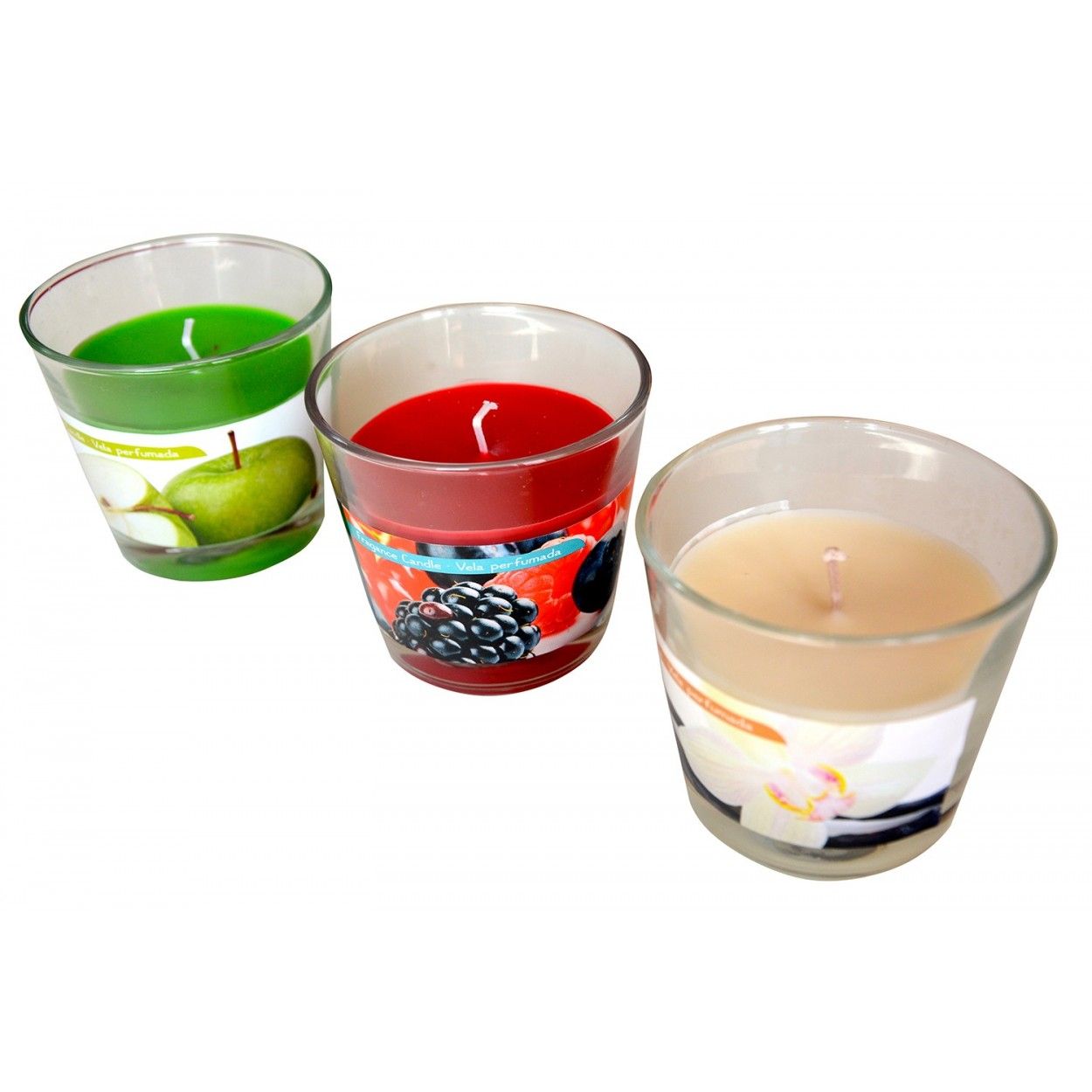 Candle scented in glass, set of three (9x8.5)