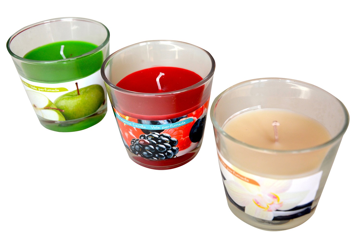 Vela aromática en vaso, set de tres (9x8.5)