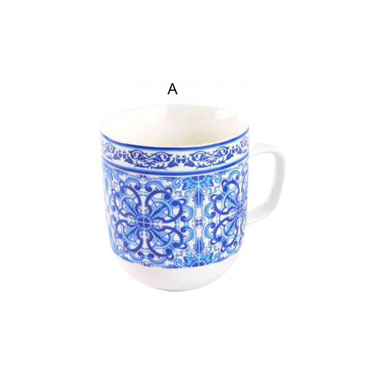 Tasse de Porcelaine (11,5x8,5x10 cm) avec du Carrelage Bleu, 2 modèles