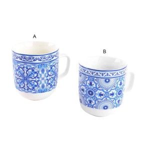 Tasse de Porcelaine (11,5x8,5x10 cm) avec du Carrelage Bleu, 2 modèles