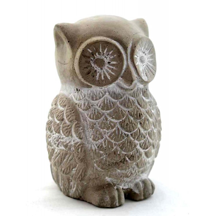 FIGURA BÚHO CERÁICA GRIS RÚSTICA 15CM