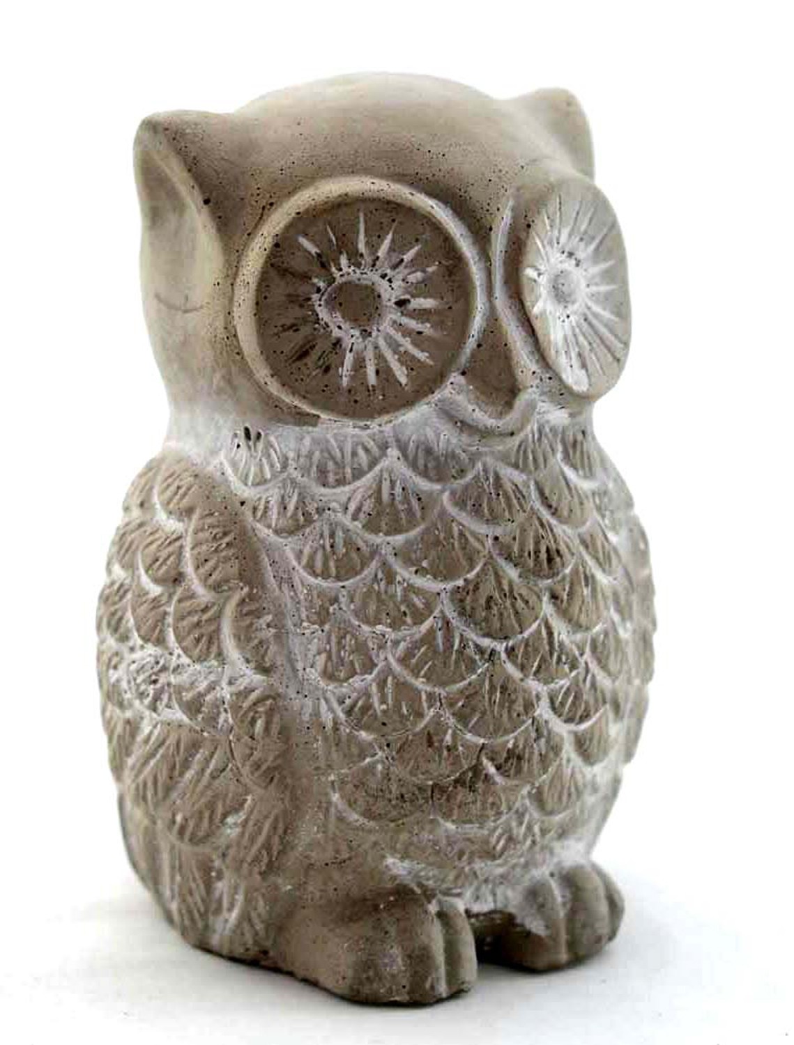 FIGURA BÚHO CERÁICA GRIS RÚSTICA 15CM