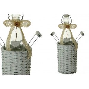 Bottiglia di Vetro (12x33 cm) Supporto di vimini
