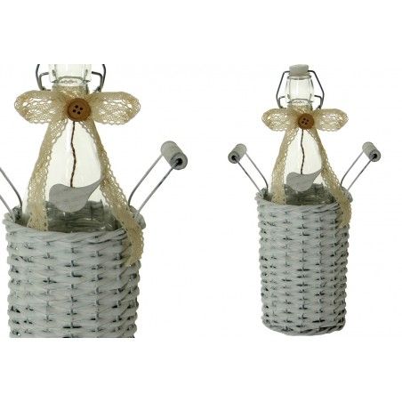 Bottiglia di Vetro (12x33 cm) Supporto di vimini