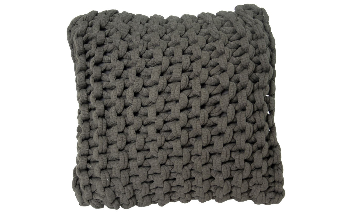 Coussin gris, du polyester (45x45 cm) Noeuds