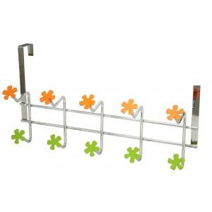 Coat rack for door 5 hooks (43x23 cm) Chrome-plated Metal