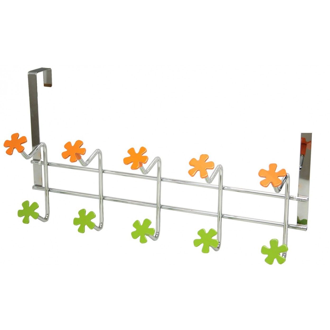 Coat rack for door 5 hooks (43x23 cm) Chrome-plated Metal