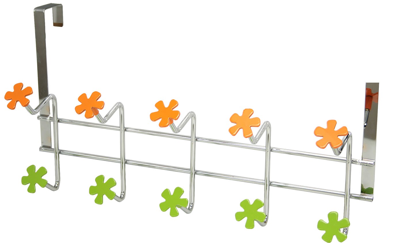 Coat rack for door 5 hooks (43x23 cm) Chrome-plated Metal