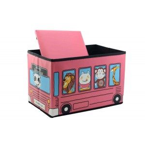 Purff de la poitrine, l'enfant de pliage, modèle de bus animaux rose (40x25x25)