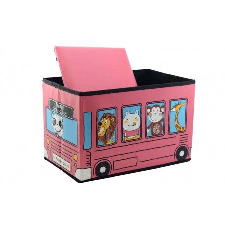 Purff-petto, bambino pieghevole, modello bus animali rosa (40x25x25)