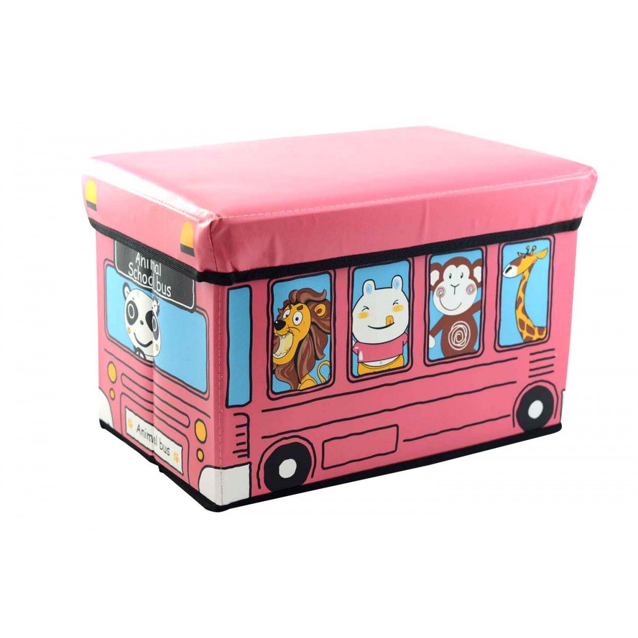 Purff-petto, bambino pieghevole, modello bus animali rosa (40x25x25)