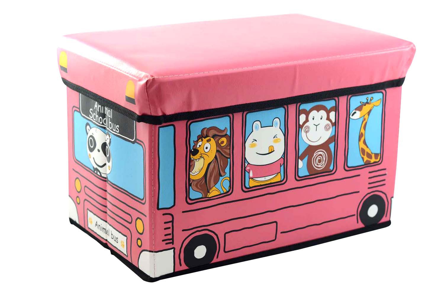 Purff-petto, bambino pieghevole, modello bus animali rosa (40x25x25)