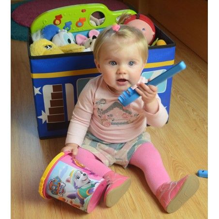 Purff de la poitrine, l'enfant de pliage, modèle de bus animaux rose (40x25x25)