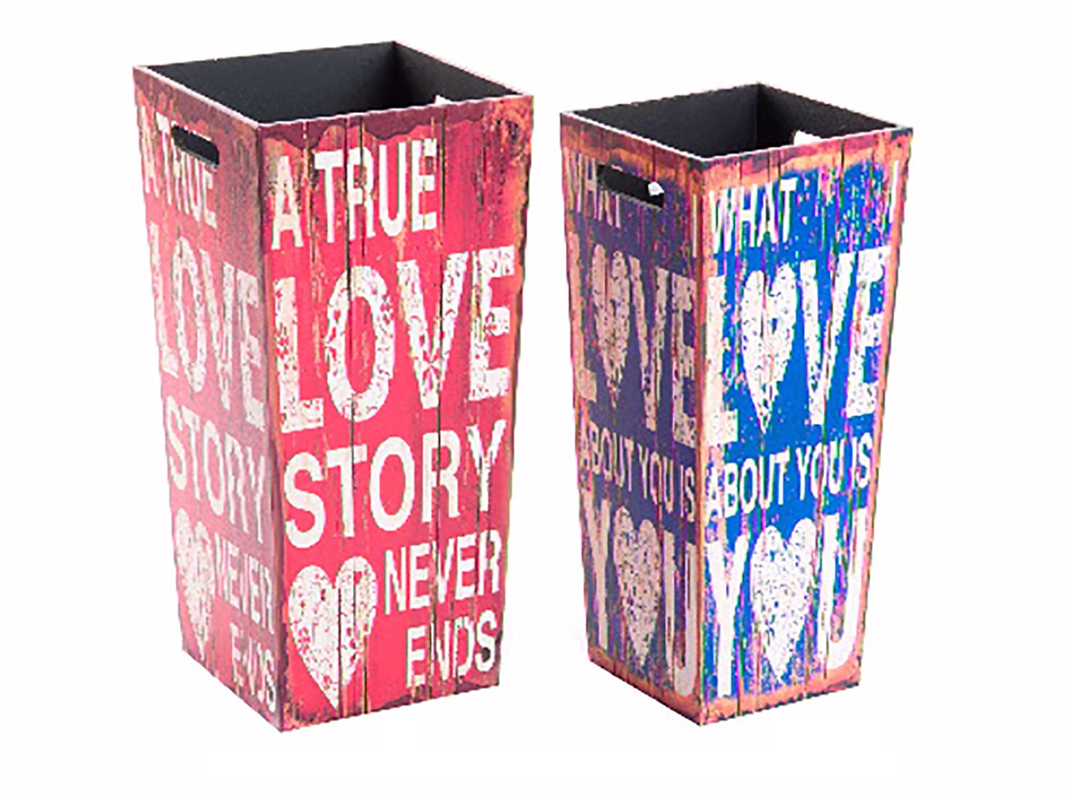 Umbrella-stand of wood (25x25x53 cm) aged 2 sizes - models. Lyrics