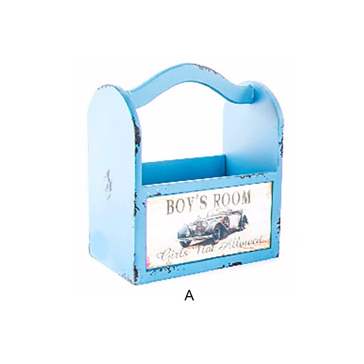 Magazine rack-Wood (23.5x16x30 cm) and 2 Crystal models - car
