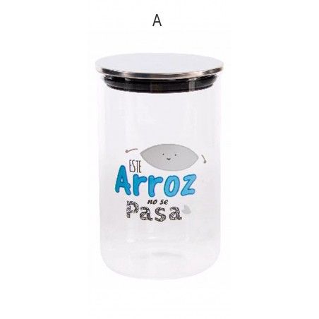 Pot of cylindrical glass with metal lid chrome-plated, model phrase