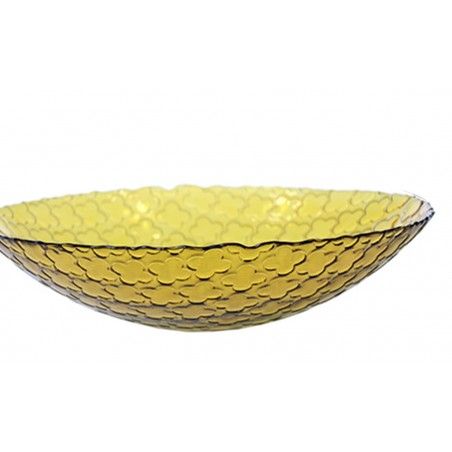 Centre de Table en verre recyclé Jaune. Modèle Trèfle