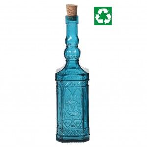 Ensemble de 6 Bouteilles en Verre Recyclé. Turquoise