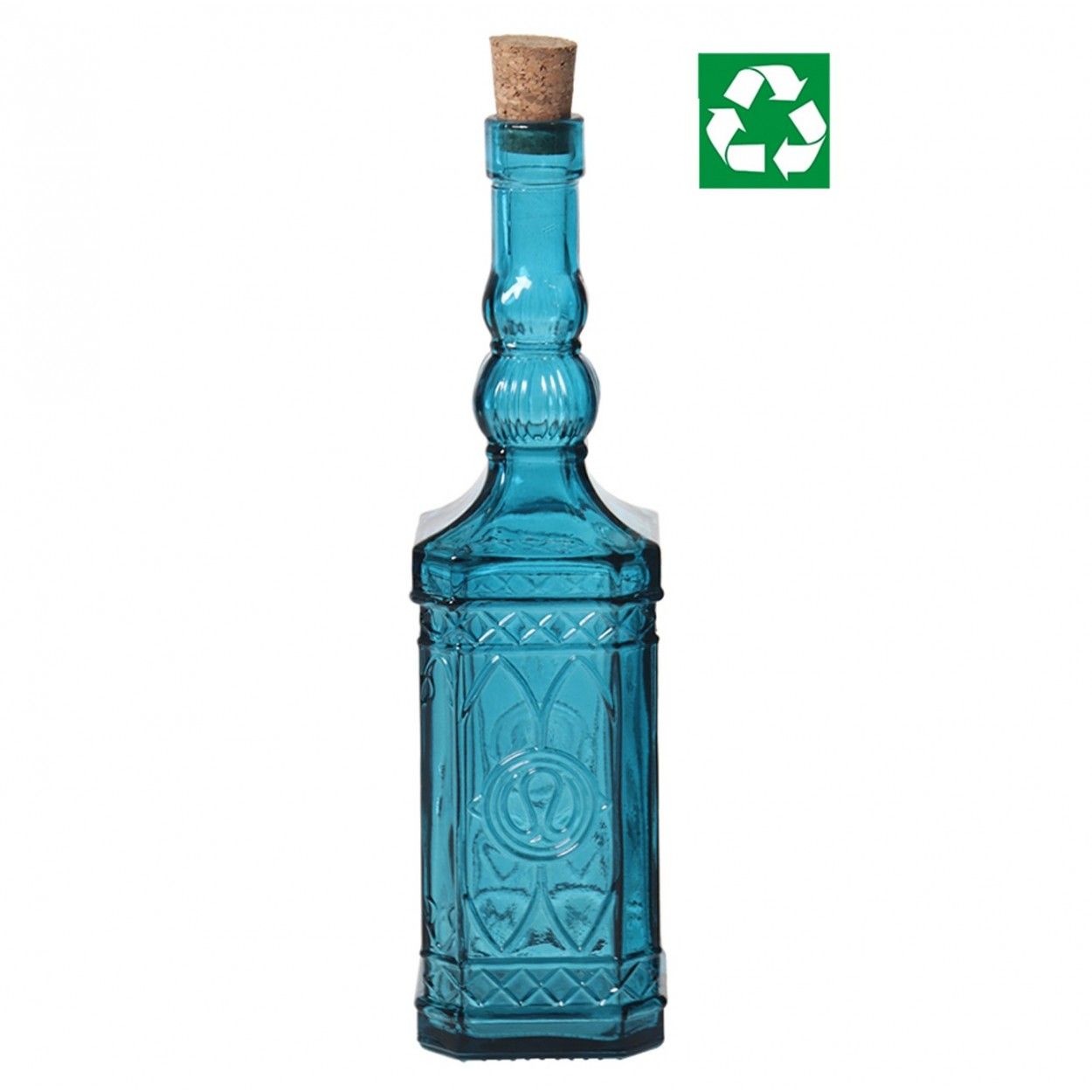 Set de 6 Botellas de Vidrio Reciclado. Turquesa