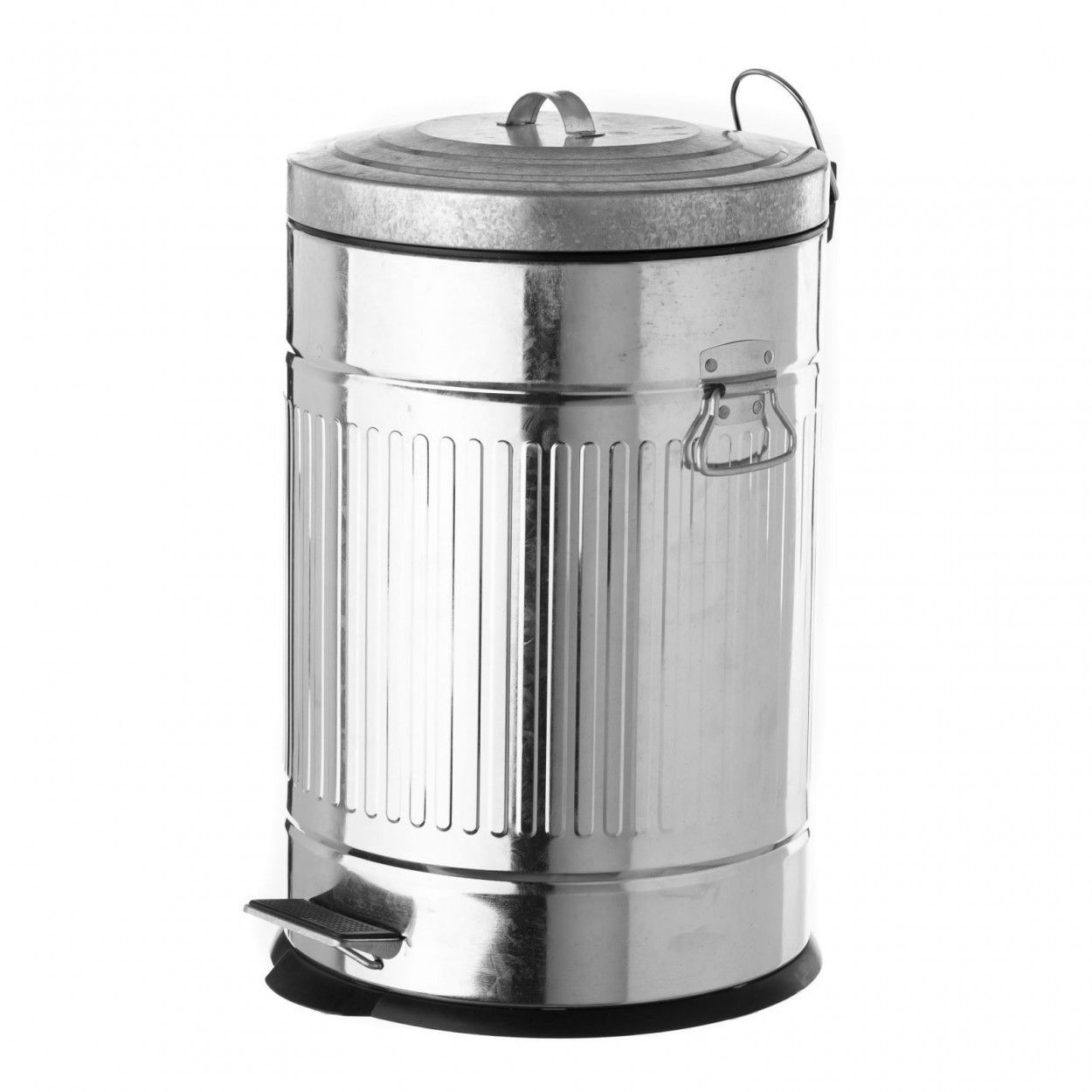 Recycle retro , zinc, with cap, foot pedal and carrying handles