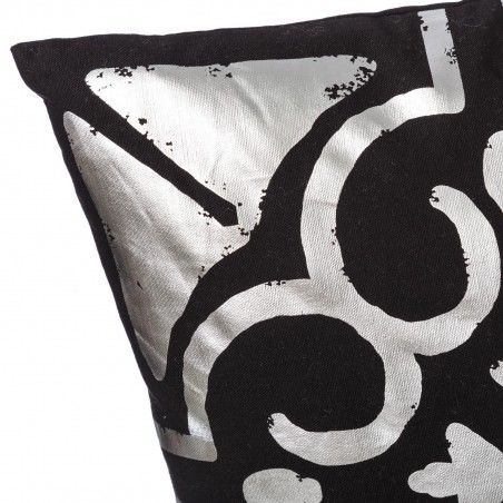 Square cushion with padding polyester, black and silver