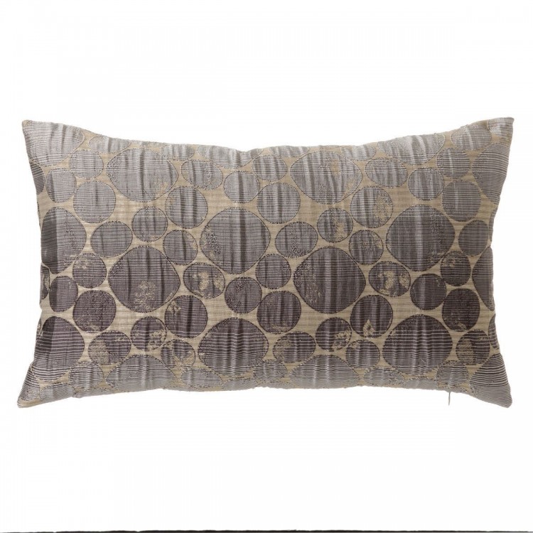 Cuscino rettangolare con riempimento grigio-grigio scuro, tessuto jaquard