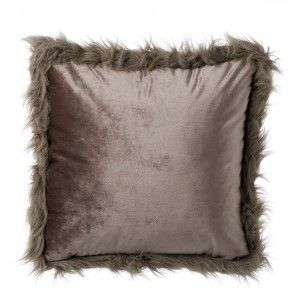 Cuscino quadrato con filler, colore grigio, bordo di capelli