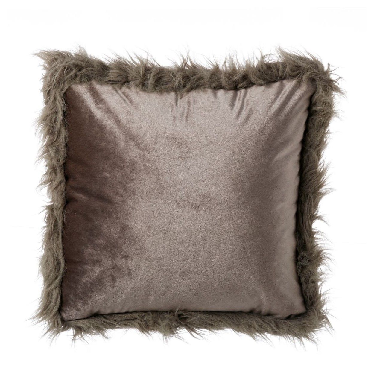 Cuscino quadrato con filler, colore grigio, bordo di capelli