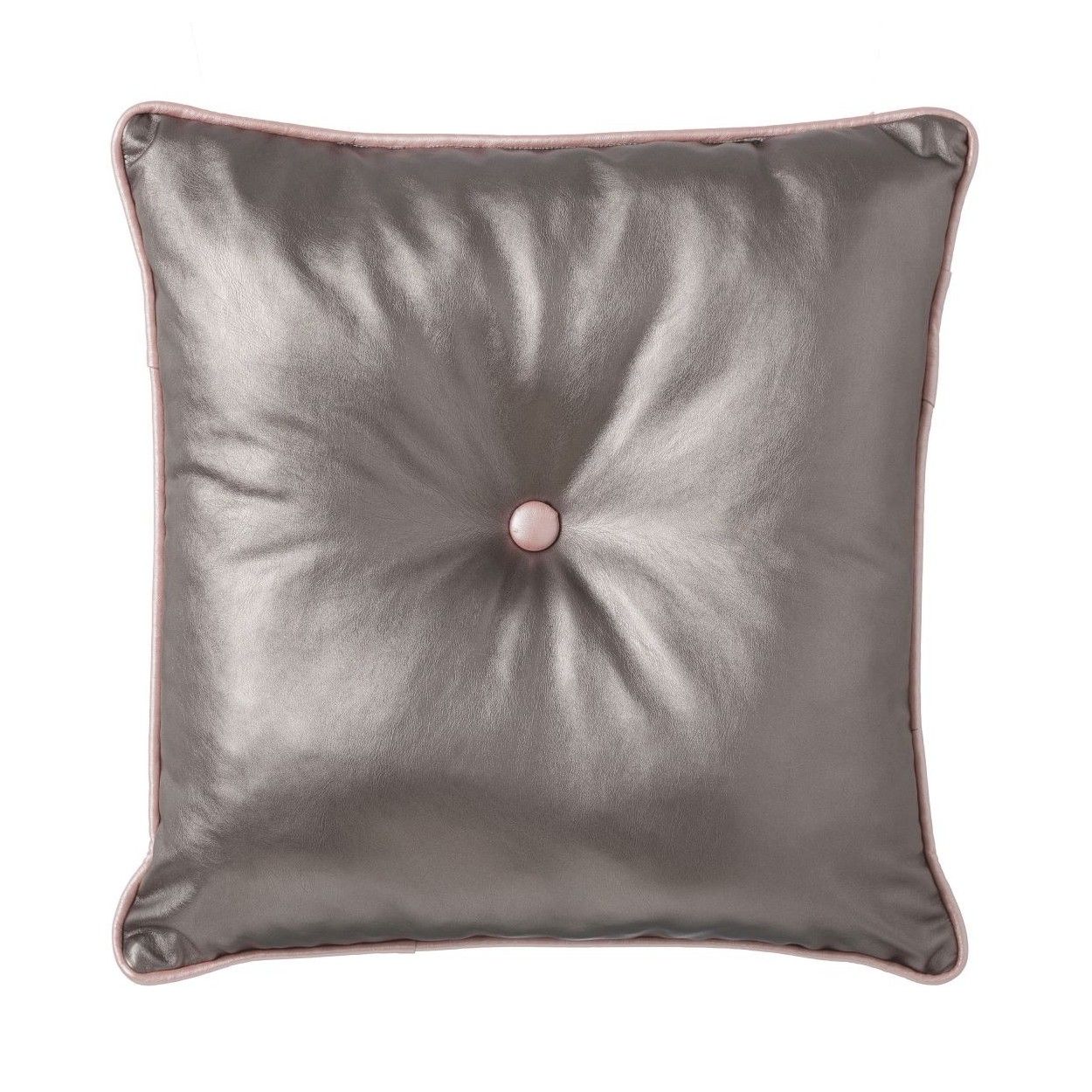 Square cushion with padding, grey colour, polyester and synthetic leather