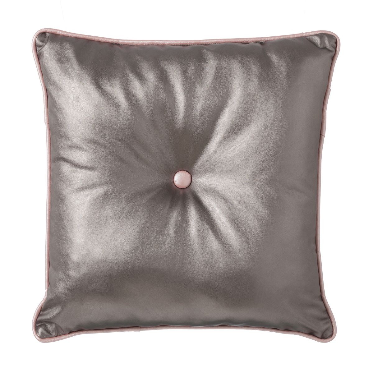 Square cushion with padding, grey colour, polyester and synthetic leather