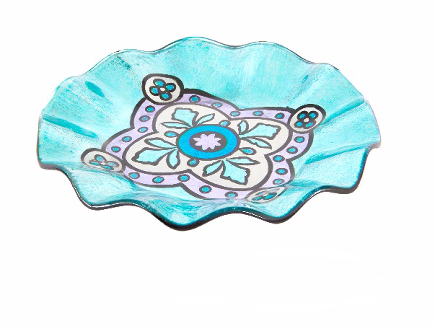 Plateau rond en verre - Modèle mosaïque florale