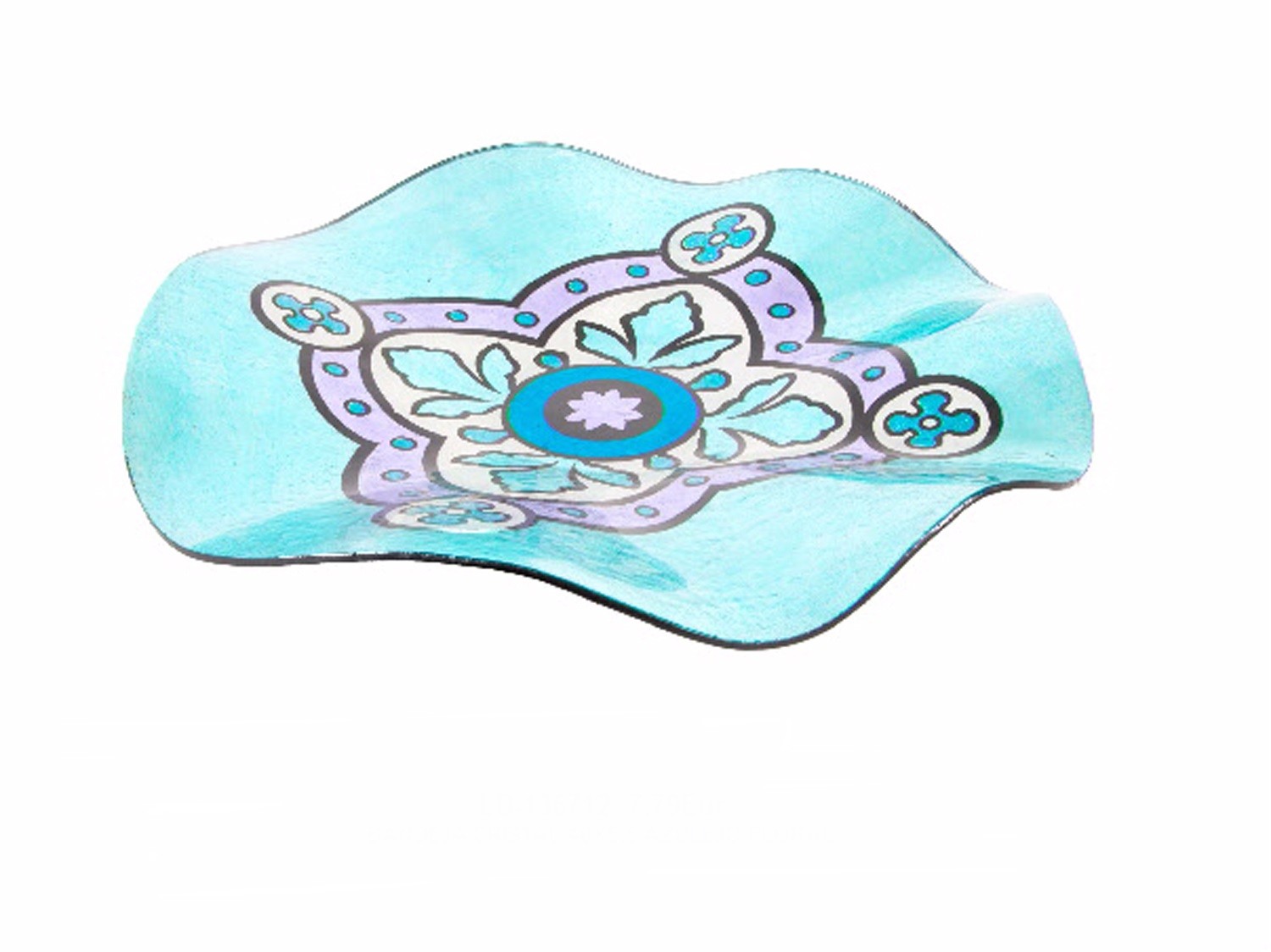 Tray circular glass - floral Pattern