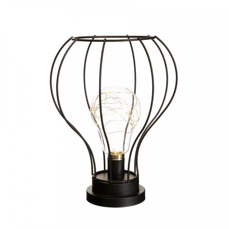 Lámpara Led de color negro, fabricado en metal/cristal