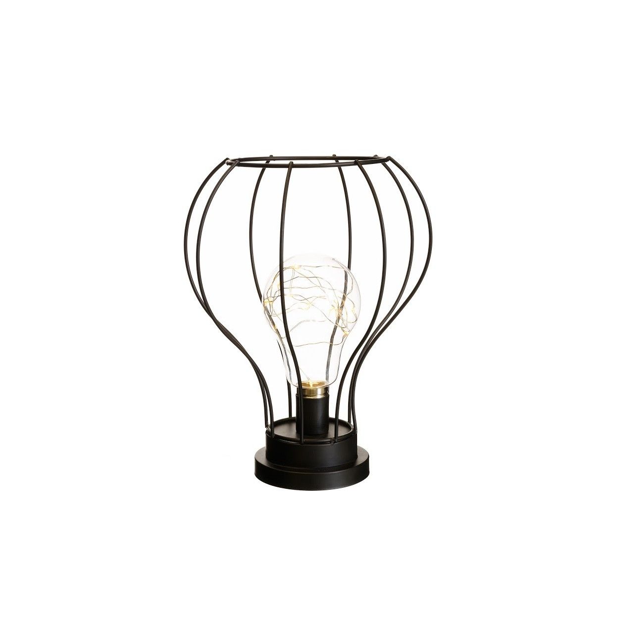 Lámpara Led de color negro, fabricado en metal/cristal