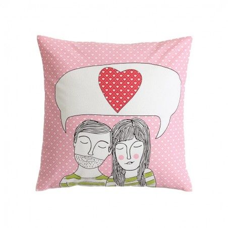 Coussin décoré avec le dessin d'un couple ,la couleur palo rosa