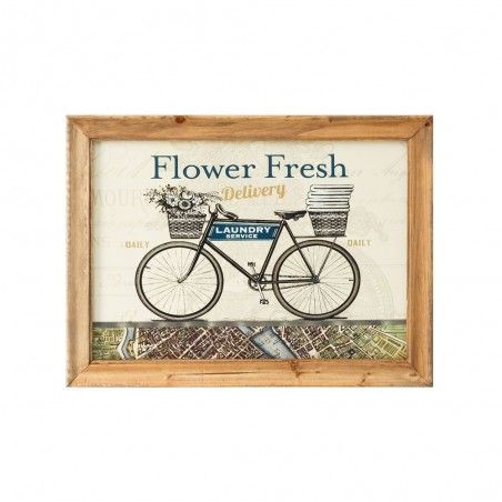 Stampa di scatola decorata con una bicicletta. Naturale