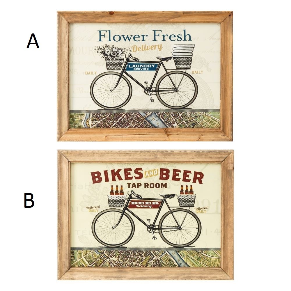 Stampa di scatola decorata con una bicicletta. Naturale