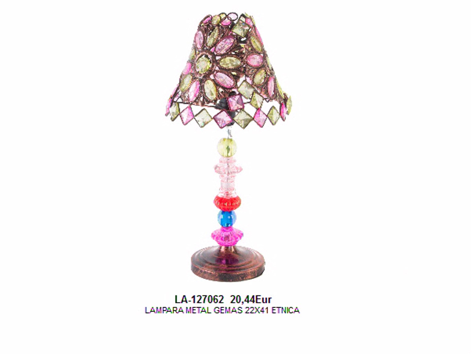 Lampe faite en métal gemmes