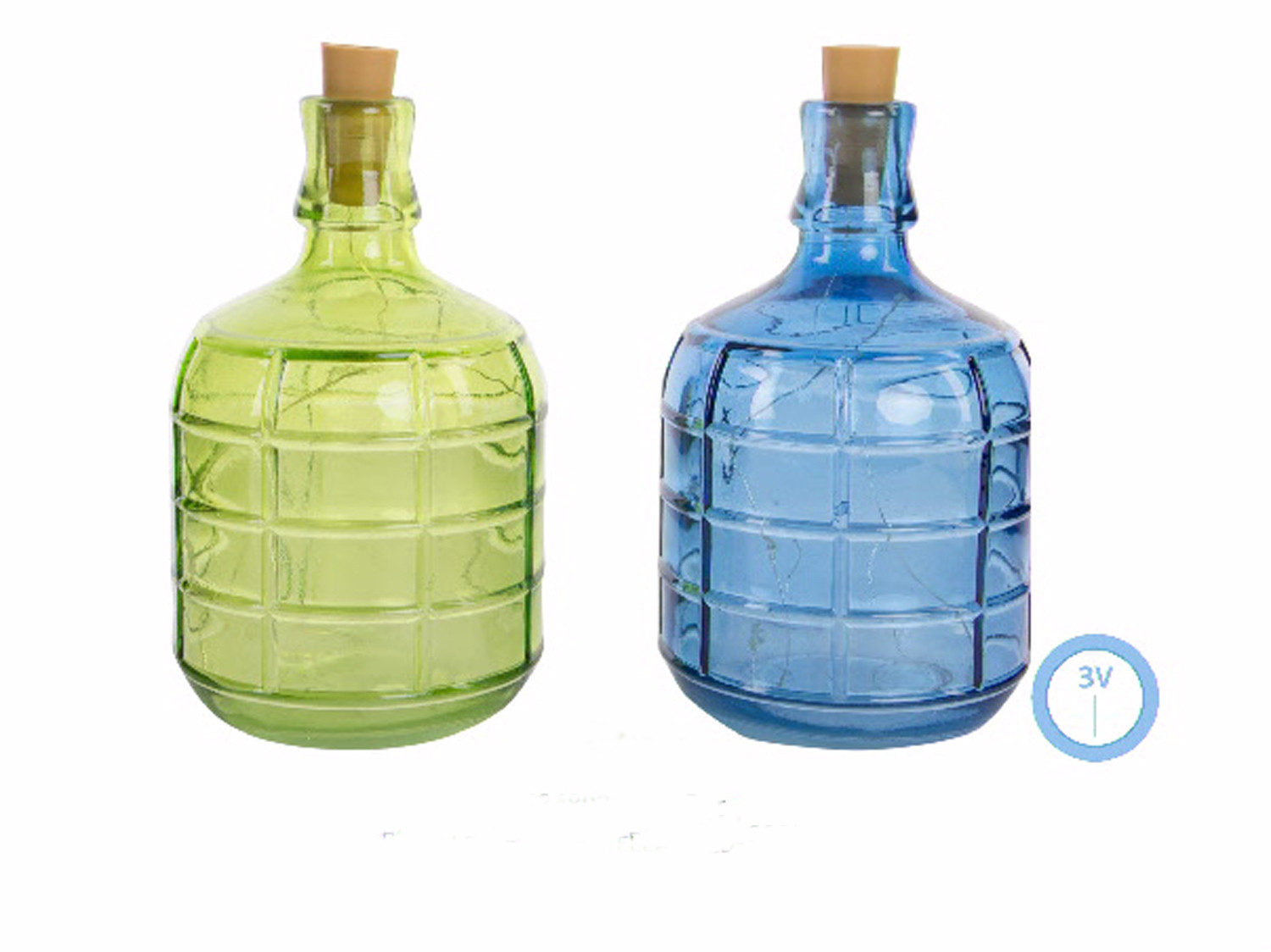 Bouteille de 6 led en verre réfléchissant