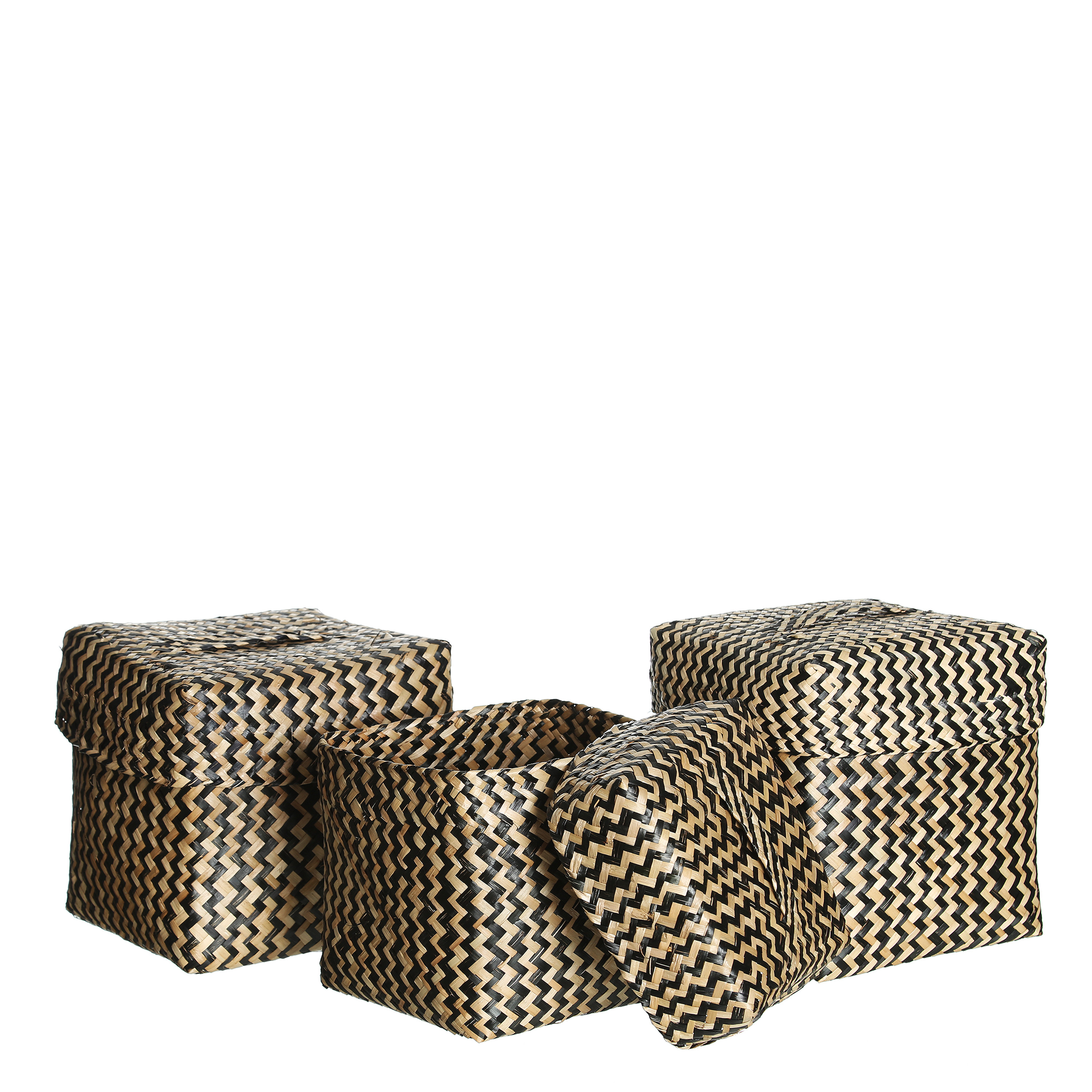 Set de 3 Cajas Zig Zag Natural. Negro y Crema