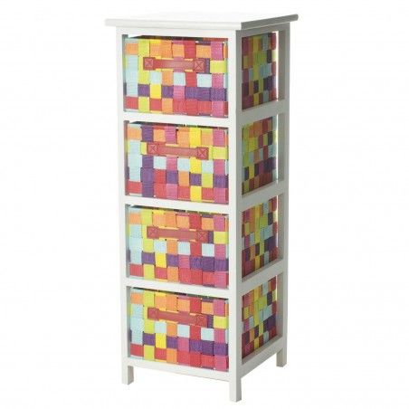 Credenza in legno con quattro cassetti mulicolor