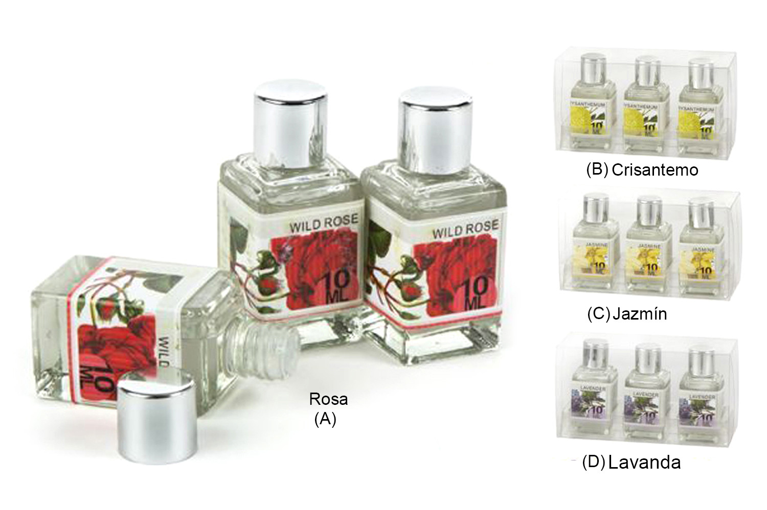 Ensemble de 3 bouteilles d'Essences pour le Brûleur. 4 parfums