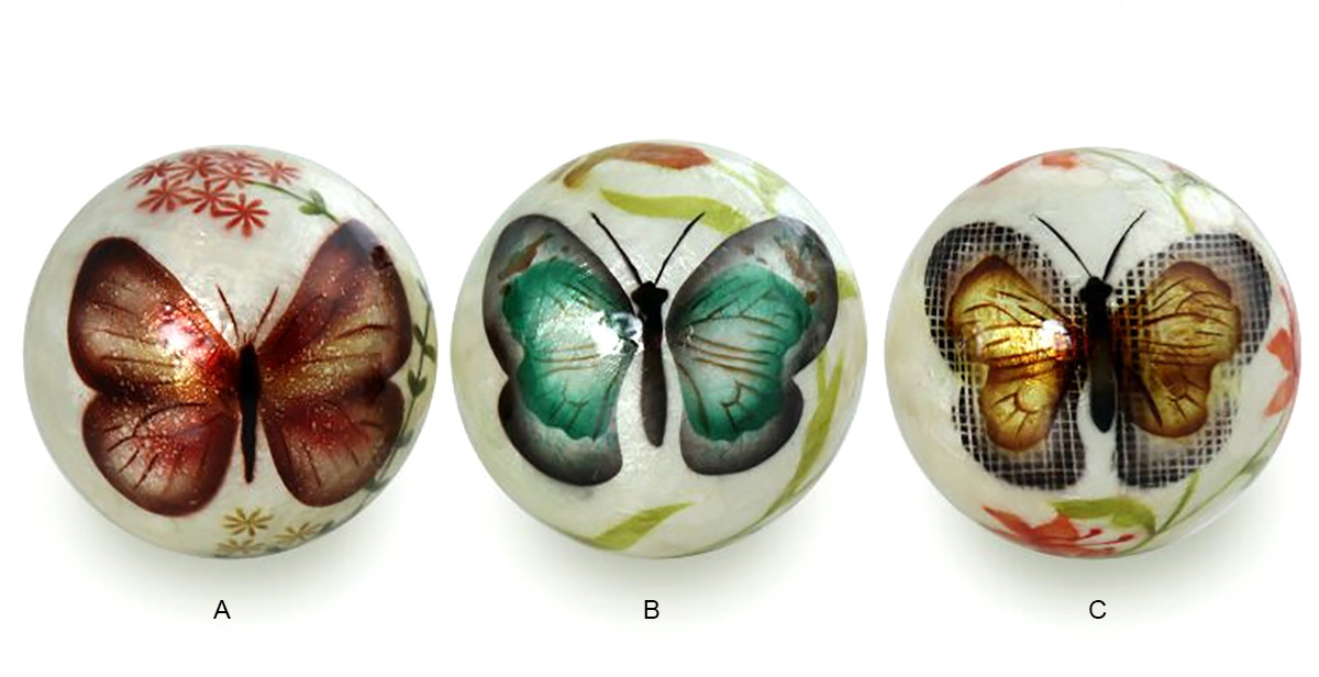 Balls of mother-of-Pearl Model Butterflies. 3 models