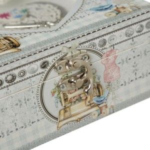 Sewing box wood with glass lid