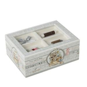 Costurero madera con tapa de cristal