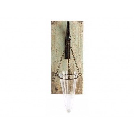 Vaso in vetro e Legno per la Parete