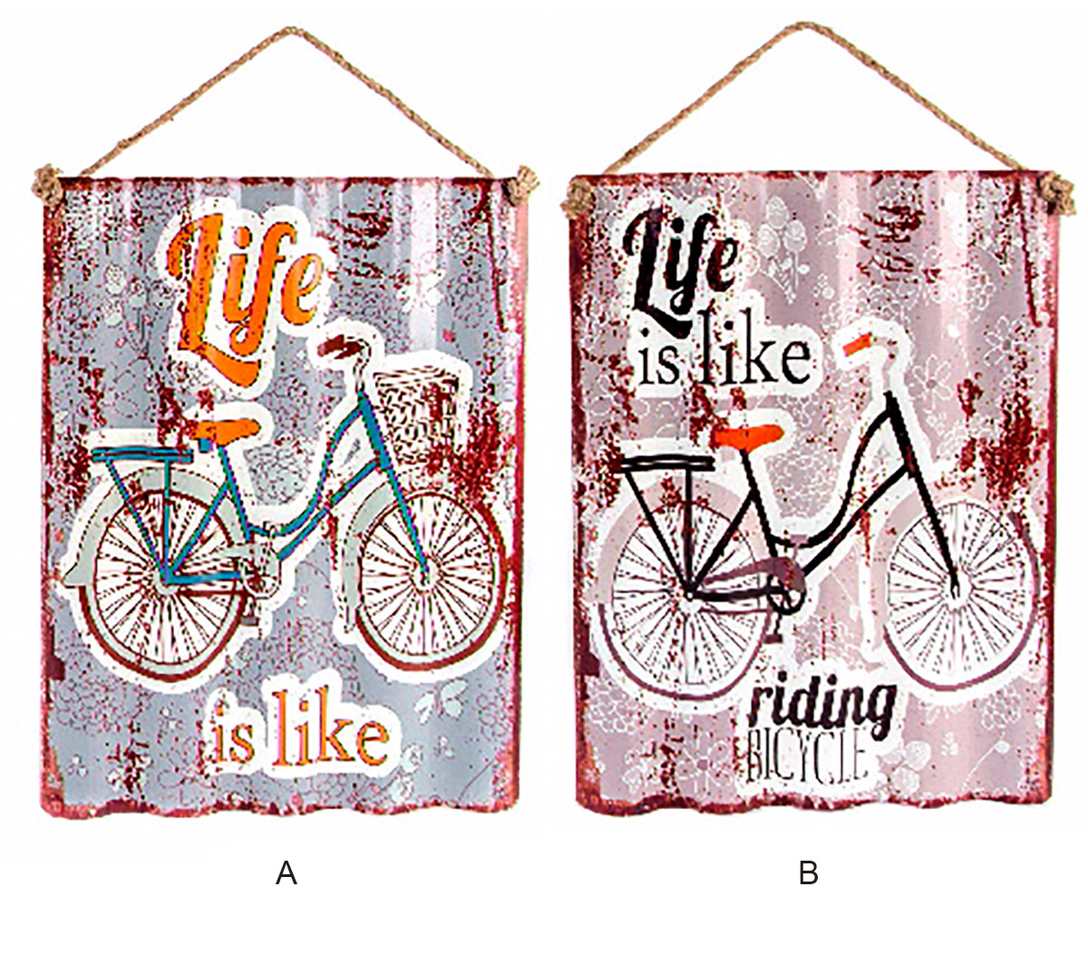 Box-metal-rustic of a bike and in 2 colors